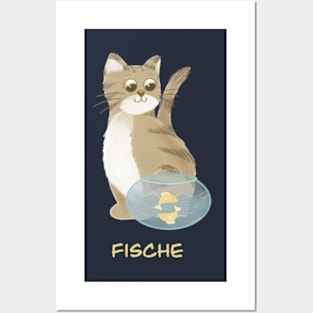 Fische Katze zodiac sign Posters and Art